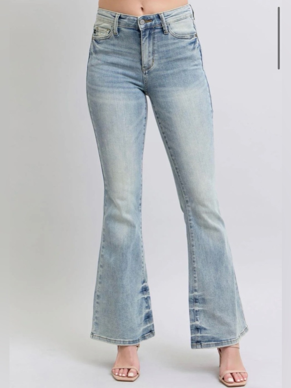 Judy Blue Mid Rise Tinted Pin Tack Detail Flare Denim Jeans 88655 Sz 18W